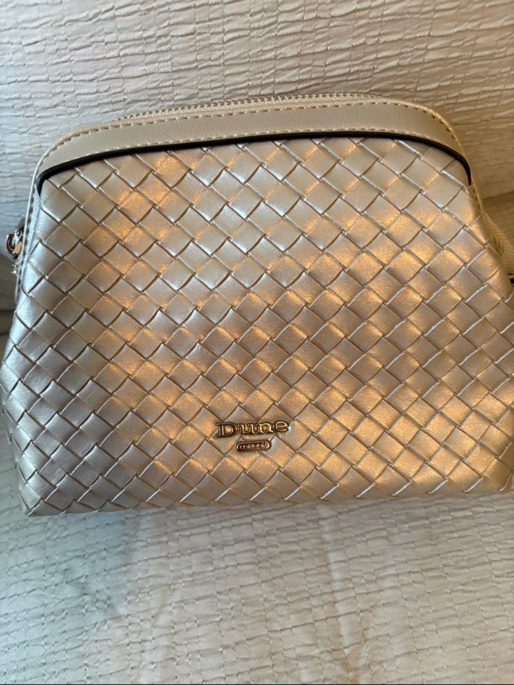 Dune Silver Woven Clutch Bag